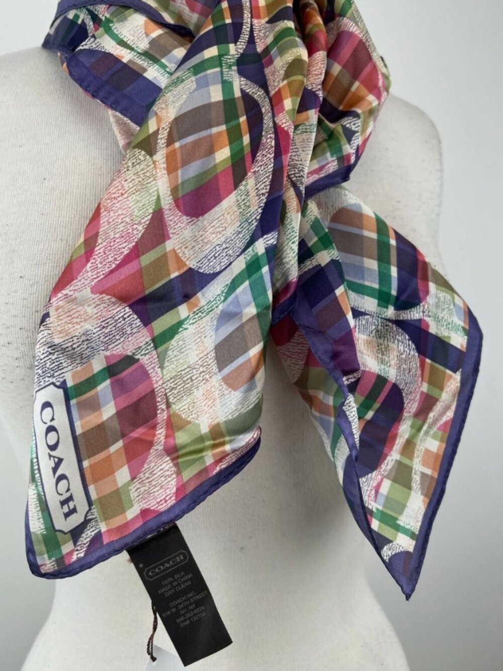 Coach Daisy Madras Lightweight Scarf 26x26 Women’s Neck Head Wrap F83511 - Picture 9 of 10